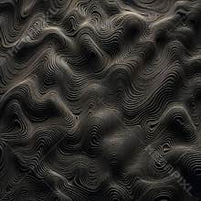 Abstract Wavy Topographic Texture – Dark 3D Contour Lines with Fluid Organic Patterns and Depth Illusion