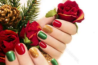 Beautiful multicolored manicure.