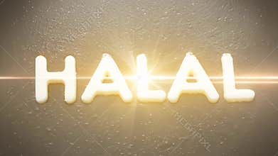 The word \"Halal\" appears on a black background. The concept of the halal