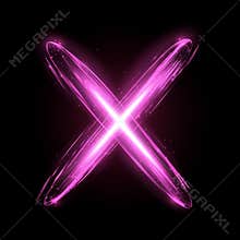 A vivid neon sign in bright pink, showcasing two shooting stars, glows against a dark backdrop