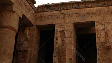 Temple of Medinet Habu. Egypt, Luxor. The Mortuary Temple of Ramesses III at Medinet Habu is an important New Kingdom