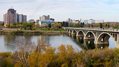 Saskatoon cityscape with the University Bridge