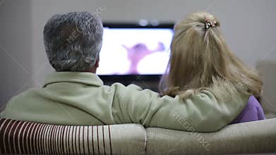 Senior couple watching TV
