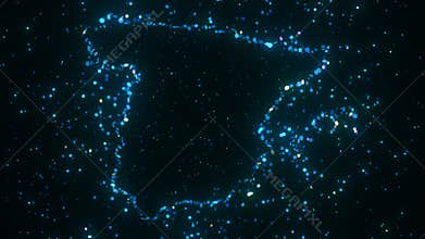 Glowing Blue Particles Forming Spain Map on Dark Background