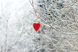 Red wooden heart