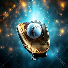 Baseball glove and ball close up. Image for a promotional post on social media about a sporting event, game day, sports