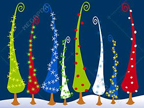 Abstract Cartoonish Christmas Trees 3