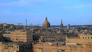 Valletta Malta Skyline with St. Paul's Cathedral and Historic Fortifications