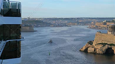 Grand Harbour Valletta Malta with Military Patrol Boat and Historic Fortifications