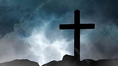 cross on the sky video background