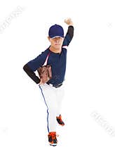 Baseball player pitcher throwing ball