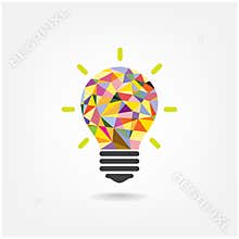 Colorful geometric light bulb creative concept bu