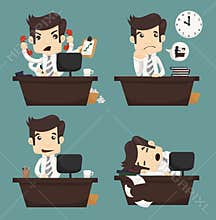 Set of businessman sitting on desk , office worker