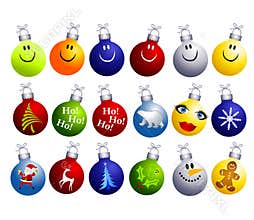 Assorted Christmas Ornaments Clip Art