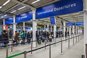 Eurostar International Departures Hall at Train Station with Queues. London, UK, 25 February 2024