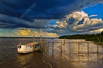 Boat in Amazon river