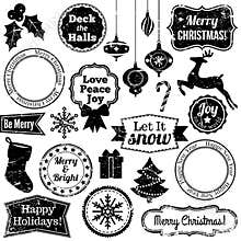 Vector Collection of Grunge Christmas and Holiday Stamps