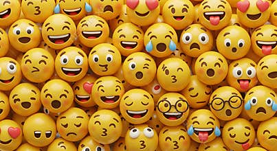 Playful 3D Cartoon Emoji Pattern. Generative AI