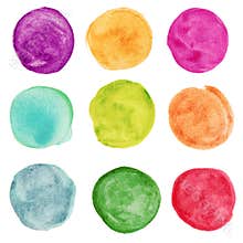 Set of colorful watercolor circle. Design elemnts