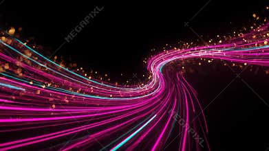 Abstract Pink and Cyan Light Streaks Motion Graphics Against a Black Background