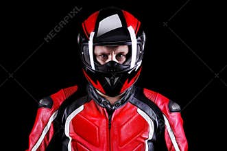 Biker on black background