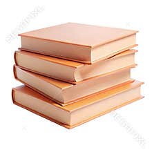 Stack of Four Peach Colored Books Isolated on White