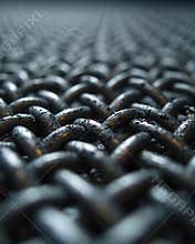 Interlocking Dark Steel Chain Links, Strength and Connection Concept