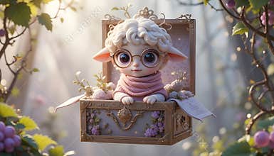 A grape-lamb toy with fuzzy grape-skin curls