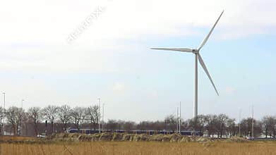 Wind turbine and train