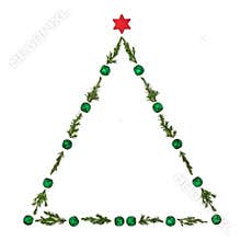 Christmas Tree Shape with Fir Star and Green Bell Baubles