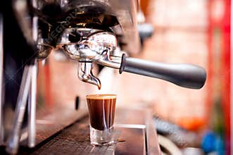 Espresso machine making special strong coffee