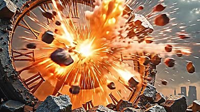 A fiery sphere explodes, sending fractal shards outward a Generative AI