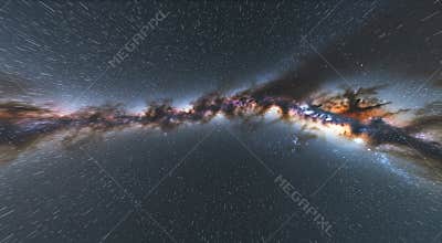 Cosmic journey through starry night sky milky way galaxy