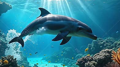 an subaquatic vista of adenine mahimahi relegate done the surface, Generative AI