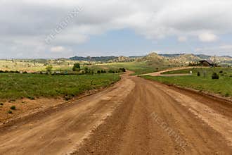Rural Wyoming landscape with the country road