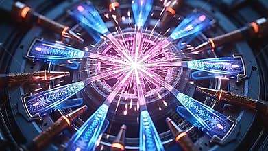 A futuristic light engine builds into a starburst rich sparkle Generative AI