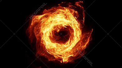 Fire Whirlpool Isolated On Black Background