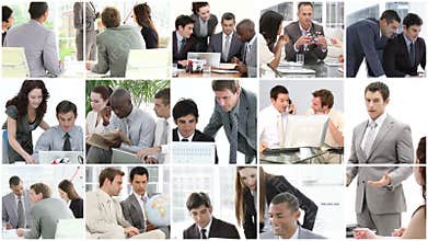 Businesss team showing spirit of teamwork in business