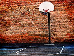 Urban Street Basketball Court and Hoop