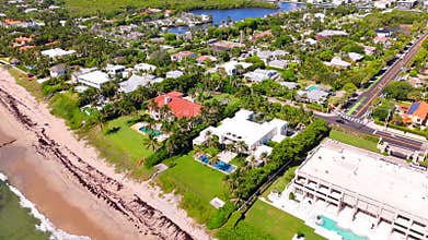 Boynton Beach mansion on the sand. Aerial stock video 2025