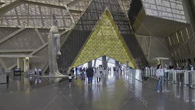 Giza, Egypt- July 26 2025: The Statue of Ramesses II in The Grand Egyptian Museum or Giza Museum