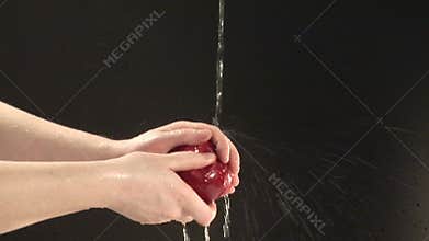 Stock Footage of Cleaning an Apple