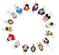 Circle of Cheerful Children playing