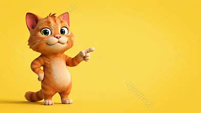 Cute Cat Pointing at Blank Sign AI-generated video