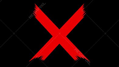 Red cross mark brushstroke animation.