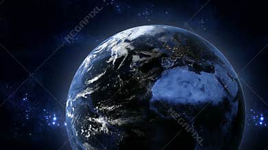 Earth, view from space, 3d animation