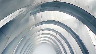 Delicate, curved architectural elements form an airy environment filled with natural light,