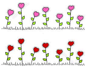 Pink Red Heart Shaped Flower Borders