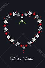 Winter Solstice Heart Shape Christmas Romantic Wreath