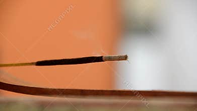 Incense consumed and emanating a scented smoke